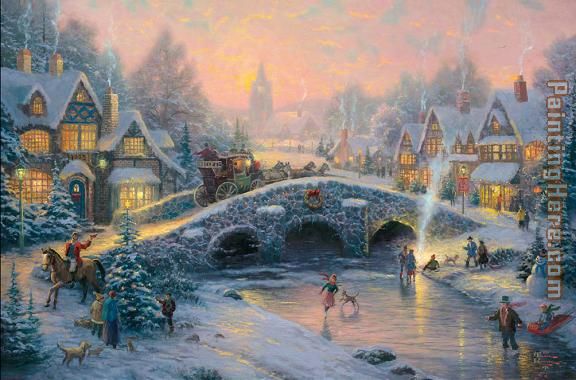 spirit of xmas painting - Thomas Kinkade spirit of xmas art painting